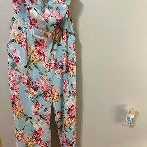 Floral Jumpsuit in Blue and Pink